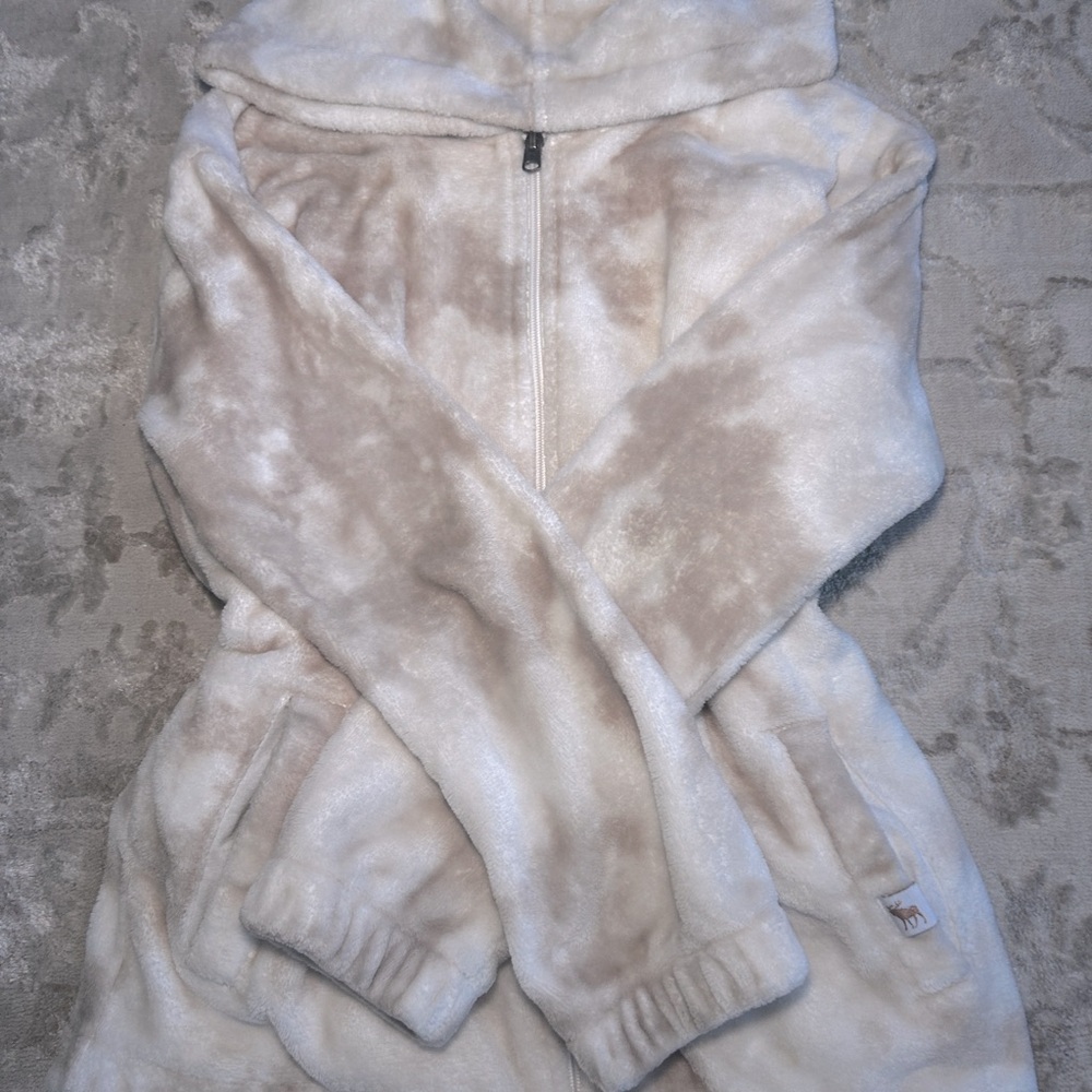 Abercrombie Kids Cream and Tan Fleece Hoodie